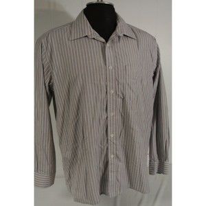 J. HAMPSTEAD India 44cms LARGE Men SUPERFINE COTTON Dress Shirt Red White Stripe